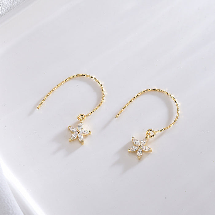 Flower Gold Lace Hook Earrings