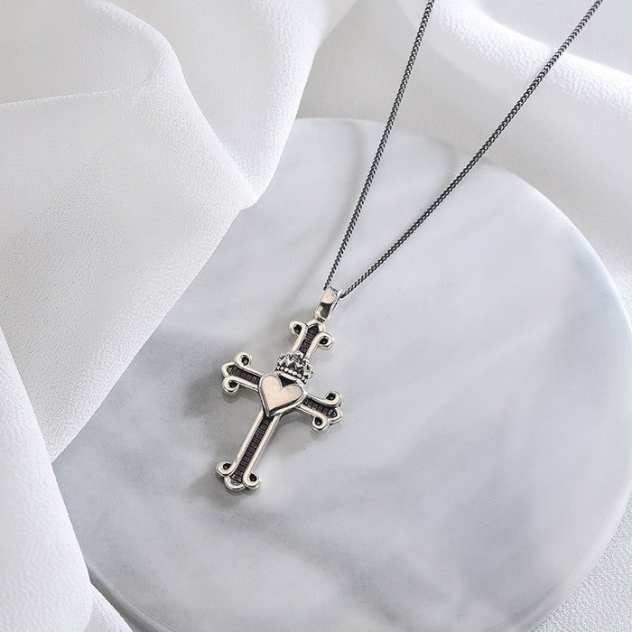 Black Crown Cross Necklace