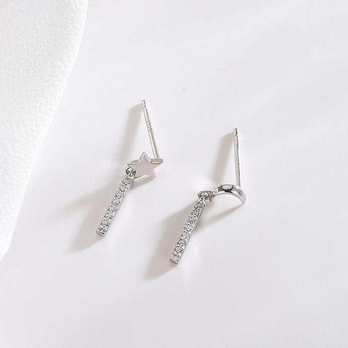 Asymmetrical Diamond Stars & Moon Earrings