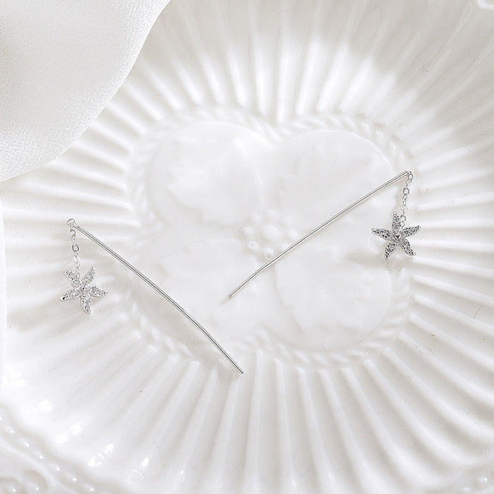 Diamond Starfish Long Drop Earrings