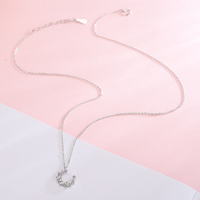Moon Crescent Diamond Necklace