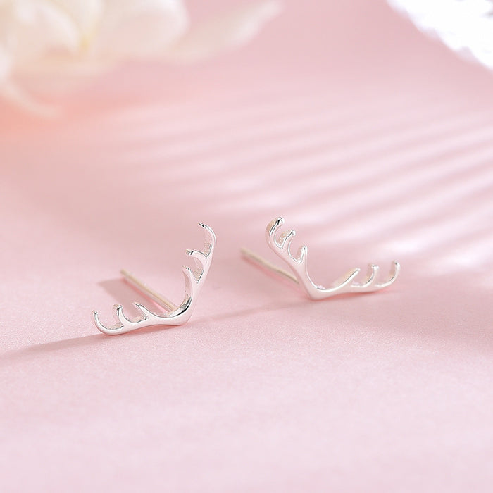 Cute Silver Antler Earrings