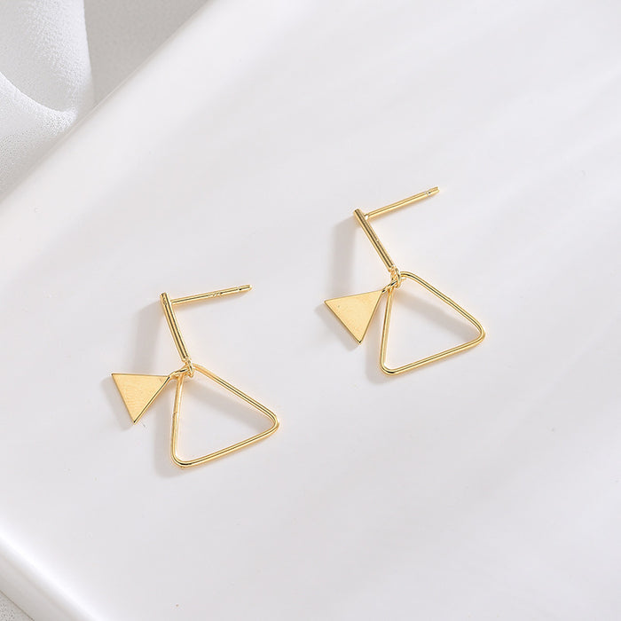 Geometric Silver Triangle Earrings