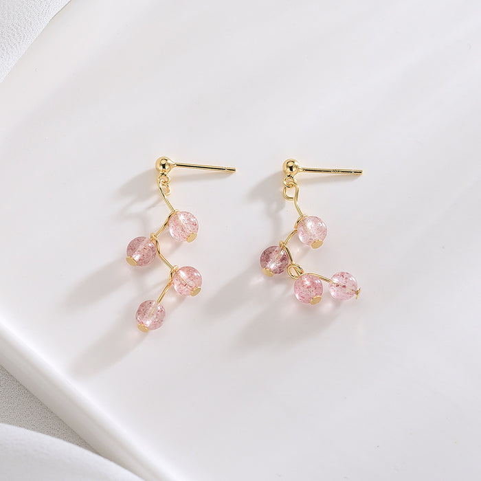 Lucky Strawberry Crystal Beads Earrings