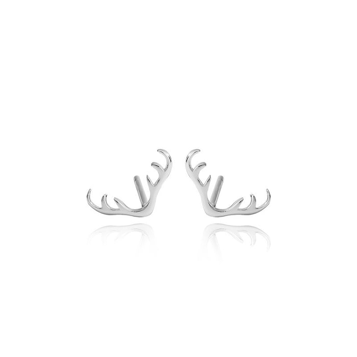Cute Silver Antler Earrings