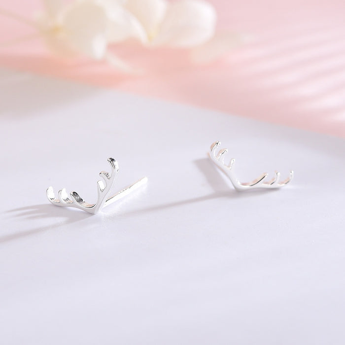 Cute Silver Antler Earrings