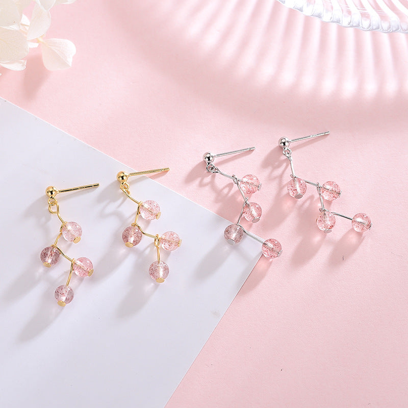 Lucky Strawberry Crystal Beads Earrings