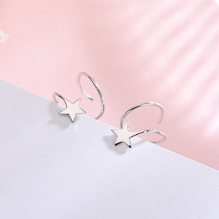 Glossy S-Shaped Star Earrings