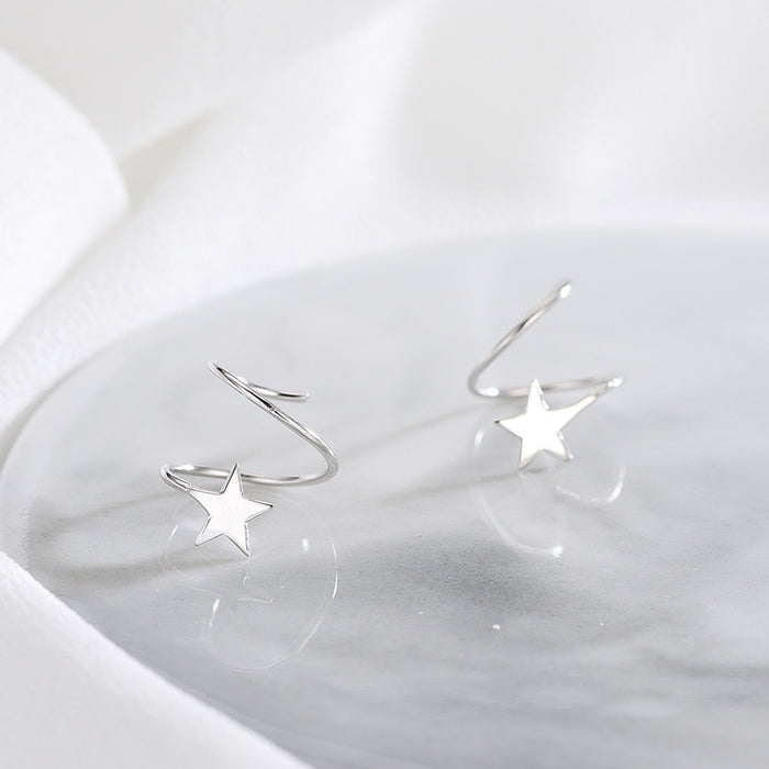 Glossy S-Shaped Star Earrings