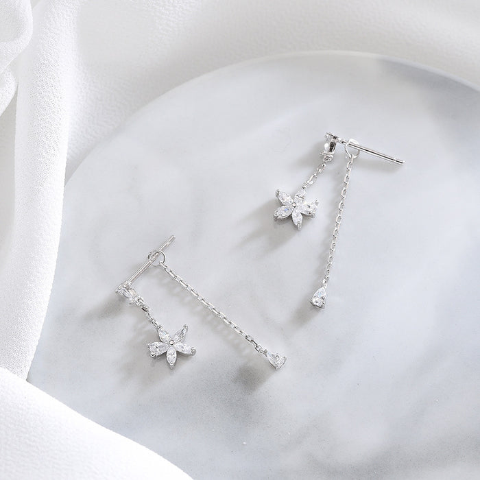 Diamonds Five Petals Flower Earrings