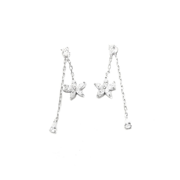 Diamonds Five Petals Flower Earrings