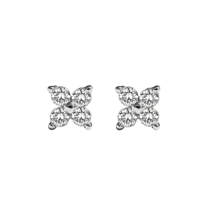Simple Diamond Clover Earrings