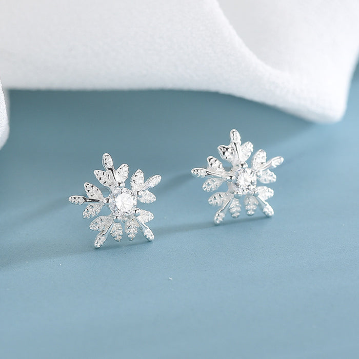 Snowflake Diamond Stud Earrings