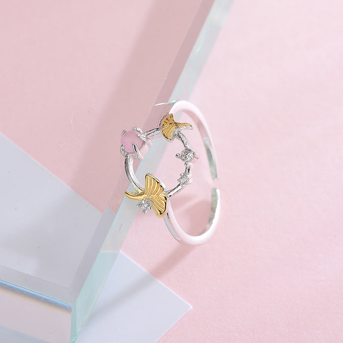 Apricot Leaf Cat Eye Ring