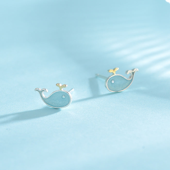 Blue Little Whale Earrings