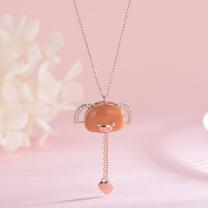 Brown Piglet Necklace (Movable Ear)