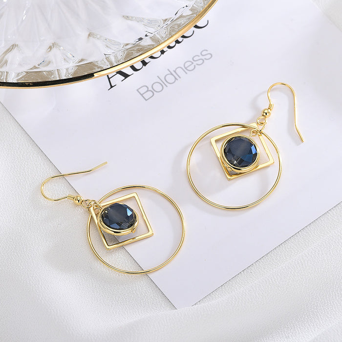 Sapphire Navy Blue Hook Earrings