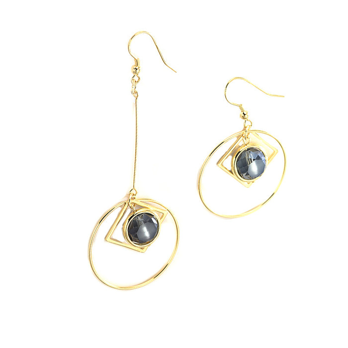 Geometric Ocean Blue Pendant Earrings