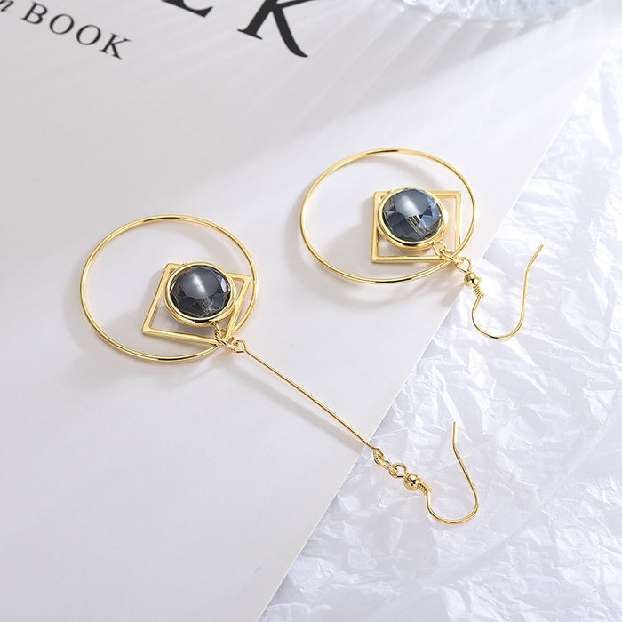 Geometric Ocean Blue Pendant Earrings