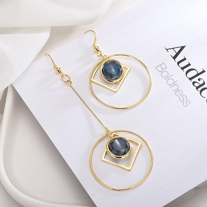 Geometric Ocean Blue Pendant Earrings