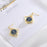 Deep-Ocean Hexagon Gem Earrings