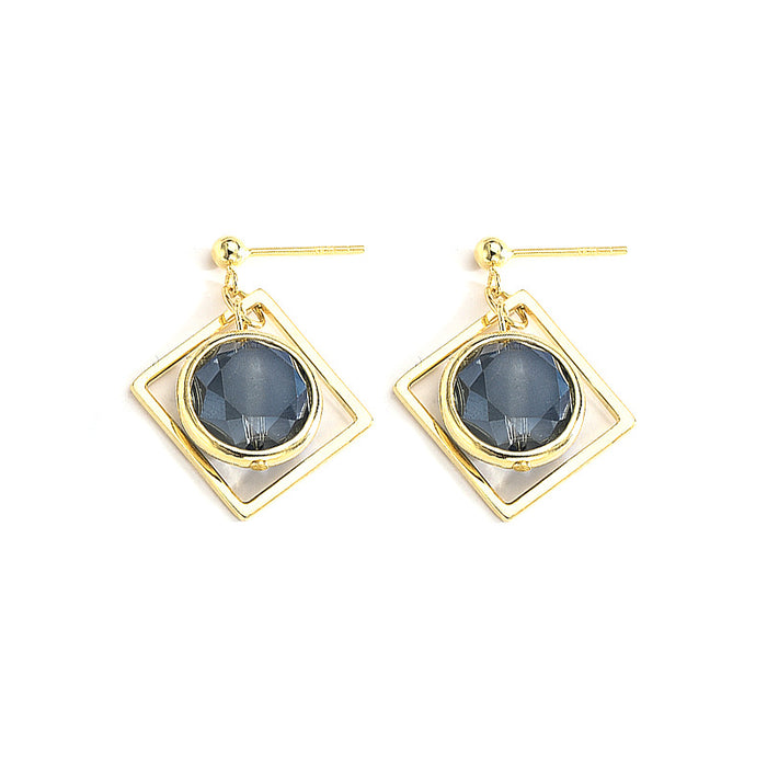 Deep-Ocean Hexagon Gem Earrings