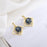 Deep-Ocean Hexagon Gem Earrings