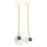 Grey Pearl Drop Gold Earrings