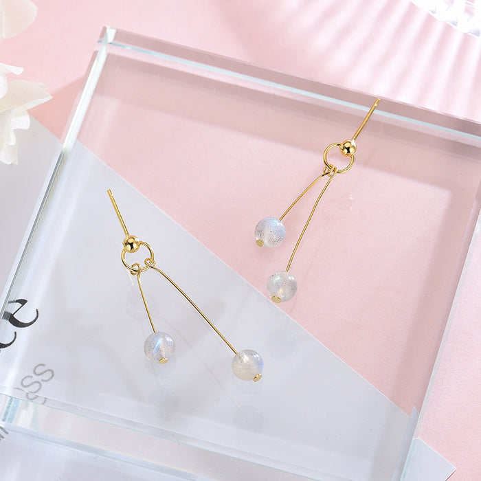 Glowy Beads Silver Stud Earring