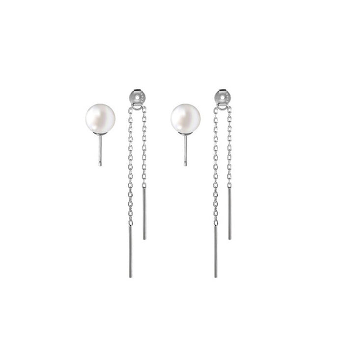 Pearl Tassel Long Drop Earrings