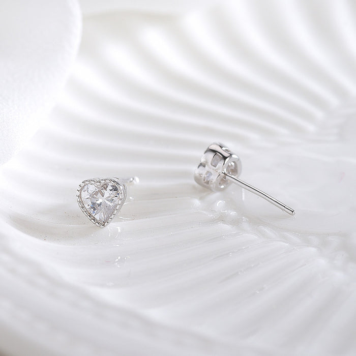 Heart-Shaped Diamond Stud Earrings