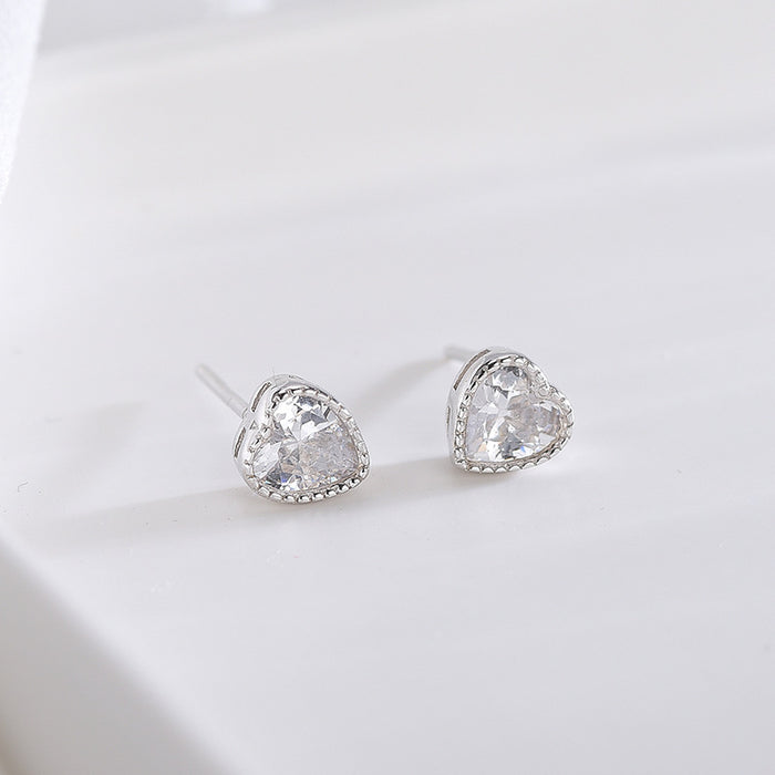 Heart-Shaped Diamond Stud Earrings