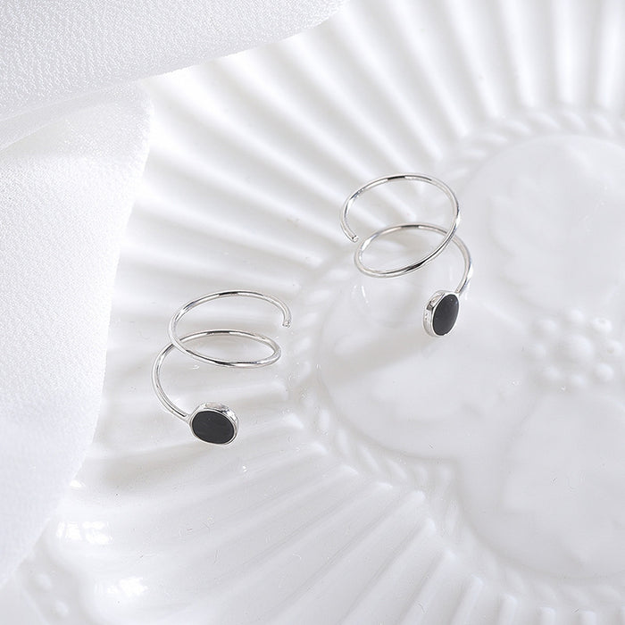 Black S-Shaped Wave Earrings
