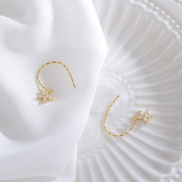 Flower Gold Lace Hook Earrings