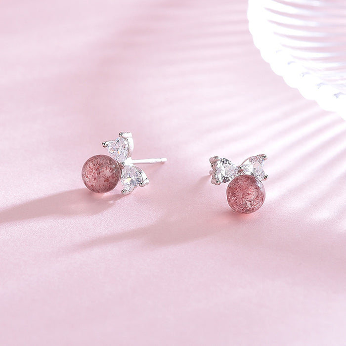 Silver Bow Diamond Crystal Earrings