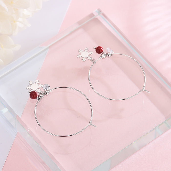 Diamond Snow Round Hook Earrings
