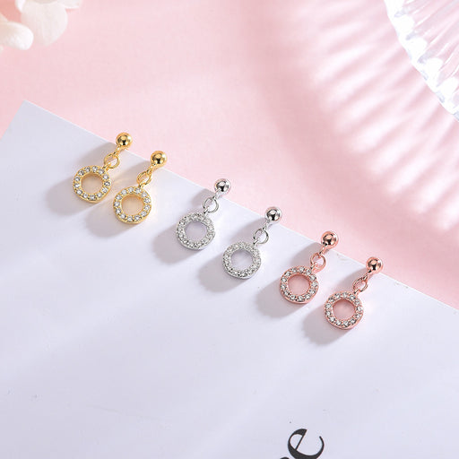 Diamond Circle Stud Earrings