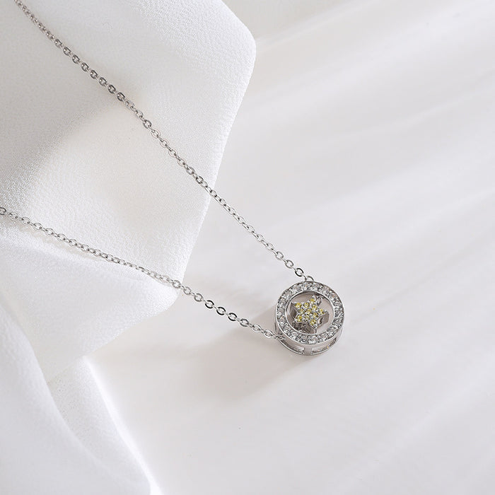 Diamond Round Star Necklace
