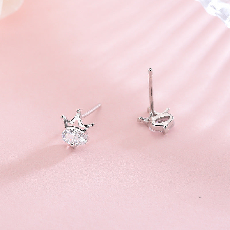 Crown Diamond Silver Earrings