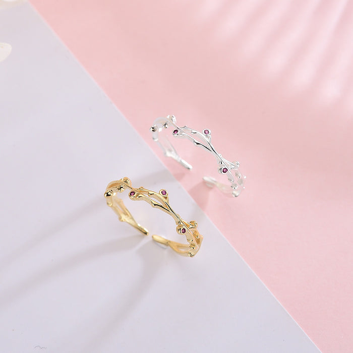 Leaf Branch Gem Rings