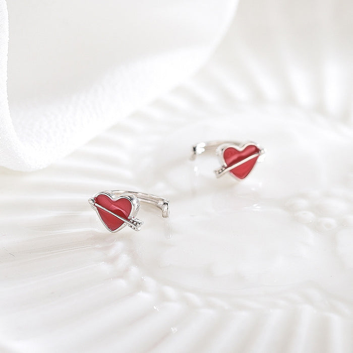 Arrow Heart Silver Earrings