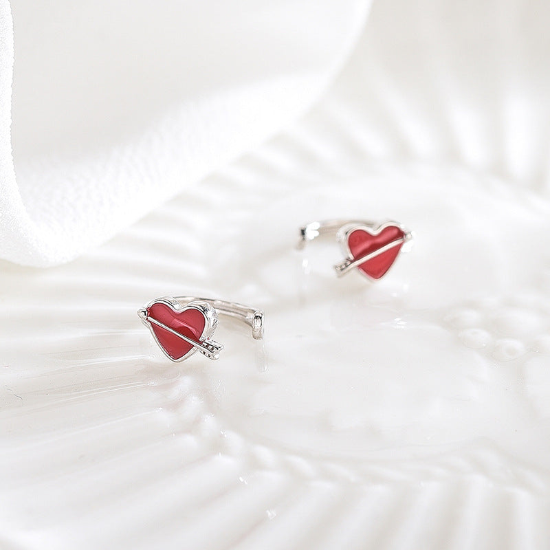 Arrow Heart Silver Earrings