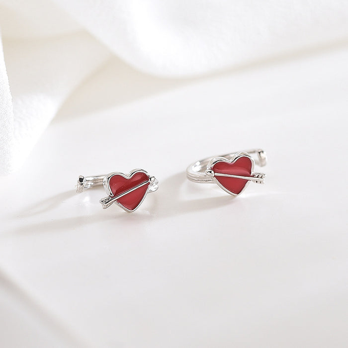 Arrow Heart Silver Earrings