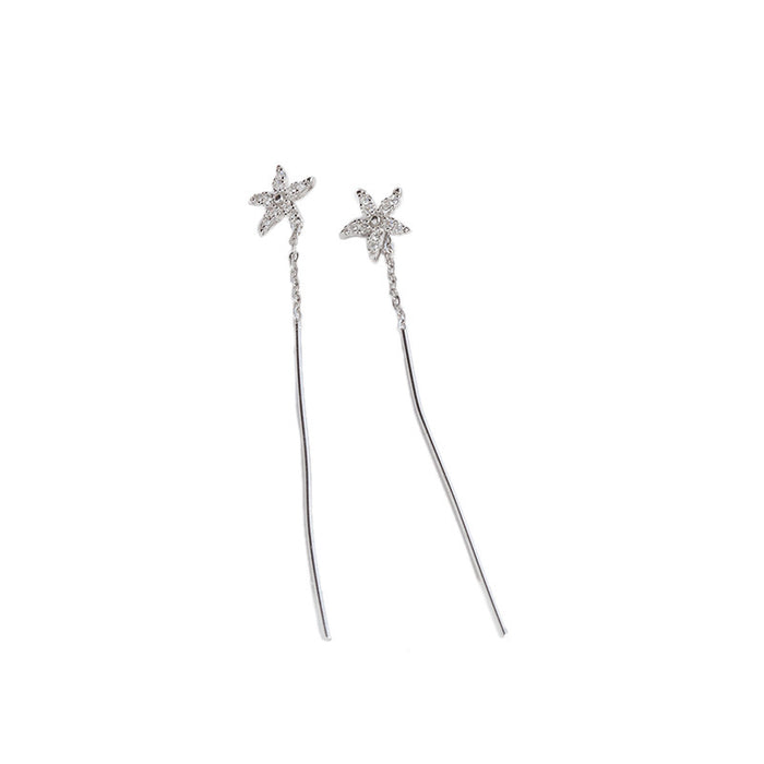 Diamond Starfish Long Drop Earrings