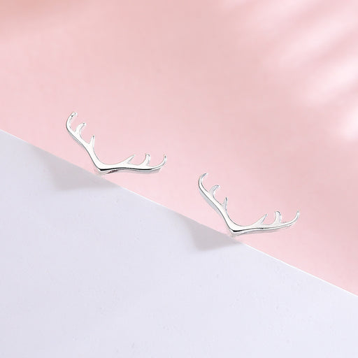 Cute Silver Antler Earrings