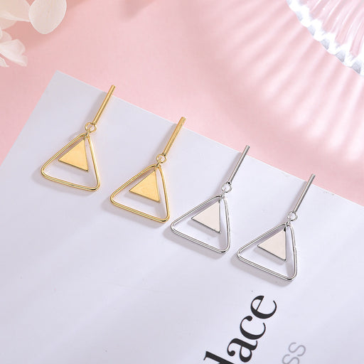 Geometric Silver Triangle Earrings