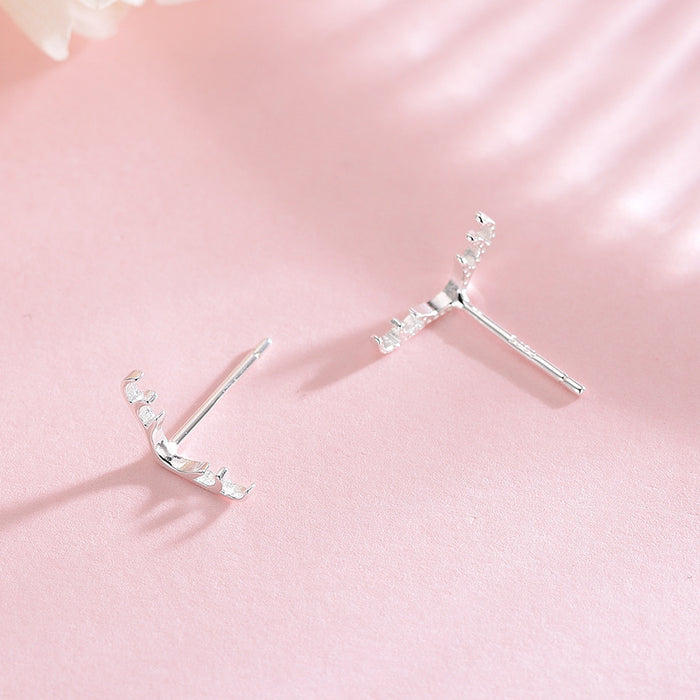Cute Silver Antler Earrings