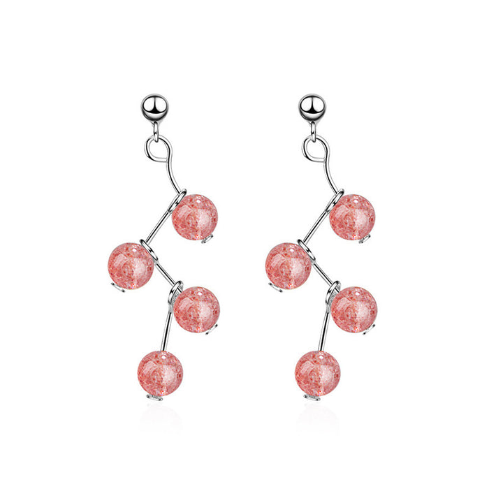 Lucky Strawberry Crystal Beads Earrings