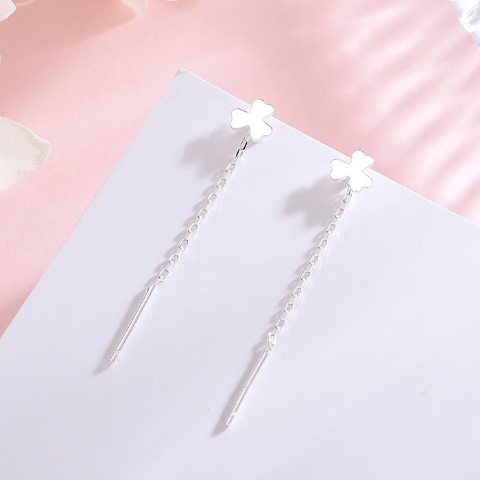 Clover Sterling Silver Drop Earring