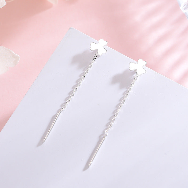 Clover Sterling Silver Drop Earring